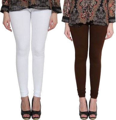 Clarita Churidar  Ethnic Wear Legging(White, Brown, Solid)