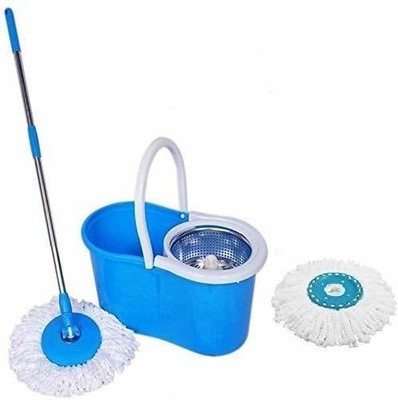 JSN Spin Mop with 2 Microfiber Refill Mop Set(Blue)