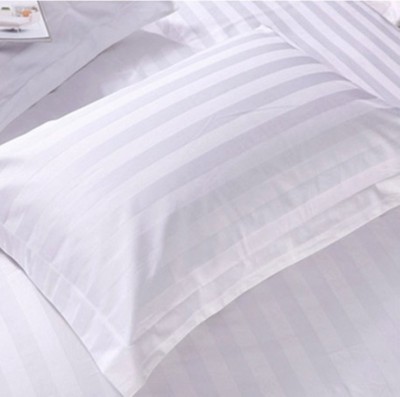 ROYALREOX Polyester Fibre Stripes Sleeping Pillow Pack of 1(White)