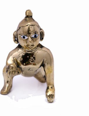 POOJA GHAR Laddu Gopal /Bal Gopal/Thakur Ji Brass Superfine Idol (Heavy Peetal Murti) Decorative Showpiece  -  8 cm(Brass, Gold)