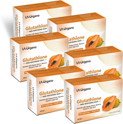 LA Organo Glutathione Papaya Skin Lightening & Brightening Soap For All Skin Type-Pack of 6(6 x 100 g)