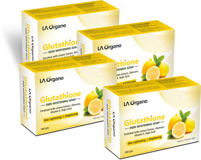LA Organo Glutathione Lemon Skin Lightening & Brightening Soap For All Skin Type-Pack of 4(4 x 100 g)