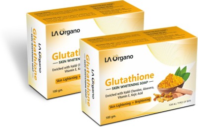 LA Organo Glutathione Handi Chandan Skin Lightening & Brightening Soap For All Skin Type-Pack of 2(2 x 100 g)