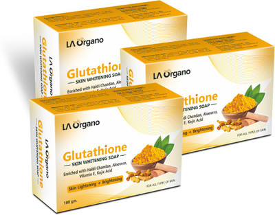 LA Organo Glutathione Haldi Chandan Skin Lightening & Brightening Soap for All Skin Type(3 x 100 g)