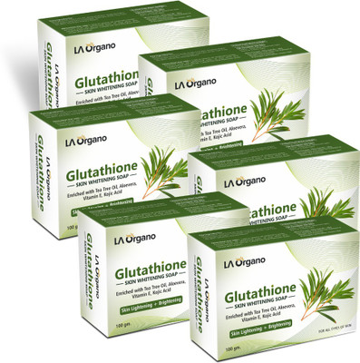LA Organo Glutathione Teatree Skin Lightening & Brightening Soap For All Skin Type-Pack of 6(6 x 100 g)