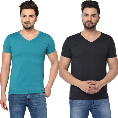 Adorbs Solid Men V Neck Multicolor T-Shirt