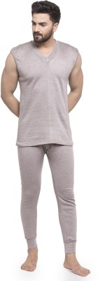UZARUS Winterwear Mens Sleeves less V Neck Vest and Trouser Thermal Set Men Top - Pyjama Set Thermal