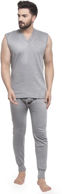UZARUS Winterwear Mens Sleeves less V Neck Vest and Trouser Thermal Set Men Top - Pyjama Set Thermal