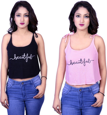 Kanchan World Casual No Sleeve Printed Women Multicolor Top