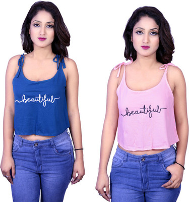 Kanchan World Casual No Sleeve Printed Women Multicolor Top