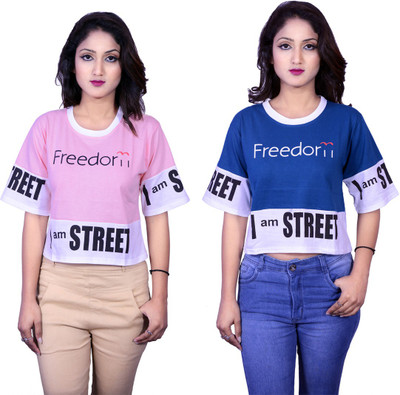 Deep Collection Casual Half Sleeve Printed Women Multicolor Top
