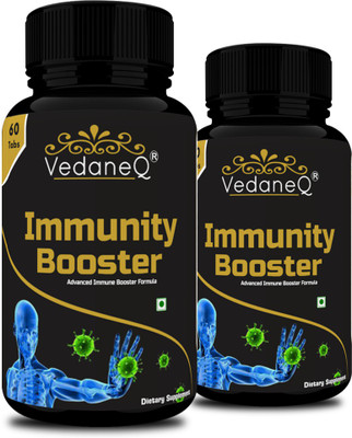 VedaneQ Immunity Booster Supplement with Giloy Curcumin Amla Tulsi Vitamin-C 120 Capsules(2 x 60 No)