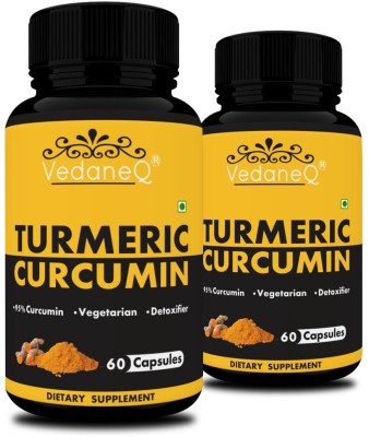 VedaneQ Turmeric Curcumin Capsules Supplement Anti-Inflammatory | Antioxidant 120 Capsules(2 x 60 No)