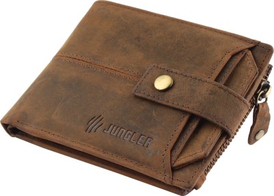 Jungler Men Brown Genuine Leather Wallet(9 Card Slots)