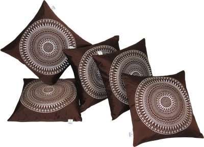 ZIKRAK EXIM Embroidered Cushions Cover(Pack of 5, 40 cm*40 cm, Brown, White)
