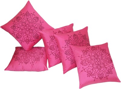 ZIKRAK EXIM Embroidered Cushions Cover(Pack of 5, 40 cm*40 cm, Pink, Maroon)