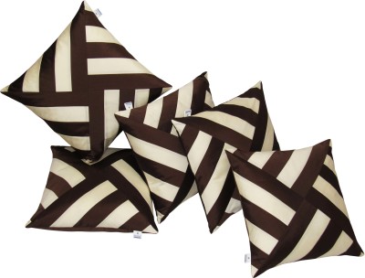 ZIKRAK EXIM Striped Cushions Cover(Pack of 5, 40 cm*40 cm, Beige, Brown)