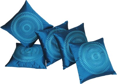 ZIKRAK EXIM Embroidered Cushions Cover(Pack of 5, 40 cm*40 cm, Blue, Light Blue)