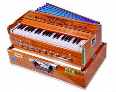 Naad Indian Classical Portable 3.5 Octave 9 Stopper Laying Style Harmonium Baja With Coupler Teak Wood WIth Bag , Book & Cleaning Cloth 3.5 Octave Hand Pumped Harmonium(Seven Fold Bellow, Bass Reed)
