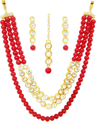 Chrishan Alloy Gold-plated Red, Gold Jewellery Set(Pack of 1)