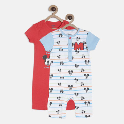 MINI KLUB Romper For Baby Boys Printed Pure Cotton(Multicolor, Pack of 2)
