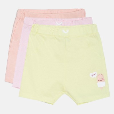 MINI KLUB Short For Girls Casual Solid Pure Cotton(Multicolor, Pack of 3)