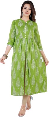 siddhanam Women Printed Anarkali Kurta(Light Green)