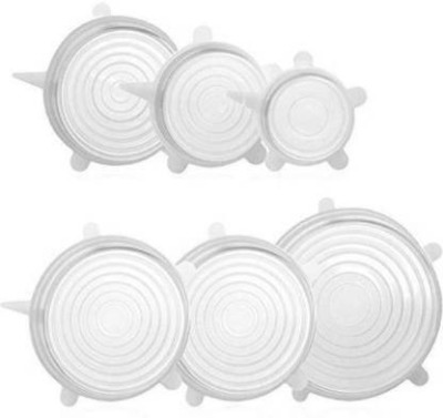 DEUSON ECOM Microwave Safe Silicone Stretch Lids Flexible Covers for Rectangle, Round, Square Bowls, Dishes, Plates, Cans, Jars, Glassware and Mugs (Free Size) - Set of 6 2.55 inch, 3.93 inch, 4.72 inch, 6.29 inch, 7.08 inch, 7.87 inch Lid Set(Silicone)