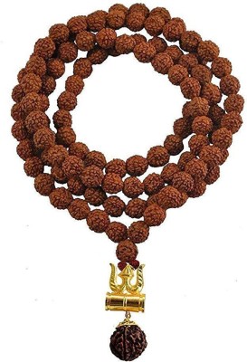 KANISHQ RELIGIOUS GOLD CAP COVERED RUDRAKSHAMALA WITH SHIV SHAKTI KAVACH Wood Chain