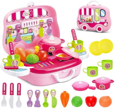 Haulsale Portable 2 in 1 Suitcase Cooking Kitchen Pretend Play Food Party Role Play -171