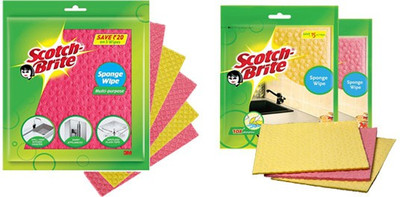 Scotch-Brite Combo of (Sponge Wipe Pack of 5 + Sponge Wipe Pack of 3) Sponge Wipe(Large, Pack of 8)