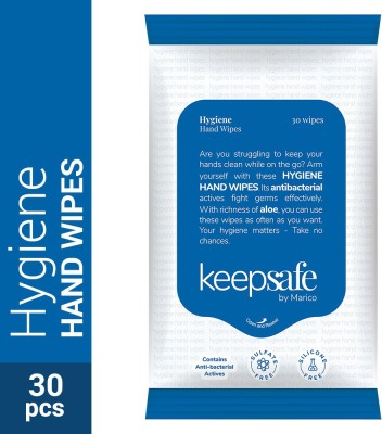 KeepSafe by Marico Hand Wipes with Anti-bacterial Actives,Skin-friendly,30 pcs