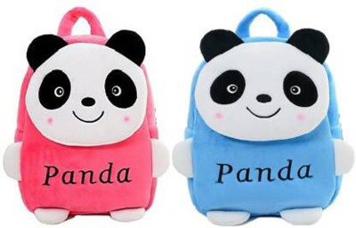 ForChild OLD BLUE/PINK PANDA COMBO Premium Quality Soft School Bag For Baby, Age 2 - 5 Year, waterproof backpack, (14inch) Backpack  (Multicolor, 14 inch) School Bag(Multicolor, 10 L)