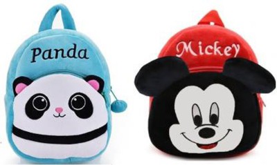 ForChild NEW BLUE PANDA + MICKEY COMBO Premium Quality Soft School Bag For Baby, Age 2 - 5 Year, waterproof backpack, (14inch) Backpack  (Multicolor, 14 inch) School Bag(Multicolor, 10 L)