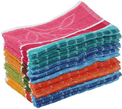 grasp Terry Cotton 225 GSM Hand Towel Set(Pack of 12)