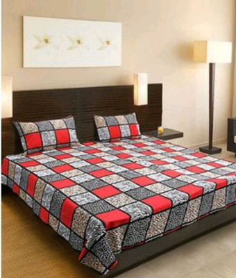 YASH HANDLOOM 140 TC Polycotton Double Checkered Flat Bedsheet(Pack of 1, Multicolor)