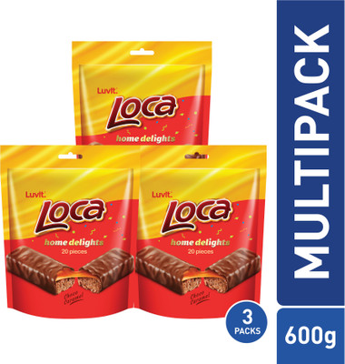 LuvIt Loca Home Delights Choco Caramel Bar Multipack, 600g - Pack of 3 Bars(3 x 200 g)