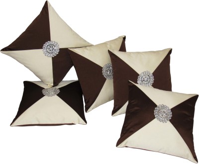 ZIKRAK EXIM Motifs Cushions Cover(Pack of 5, 40 cm*40 cm, Beige, Brown)