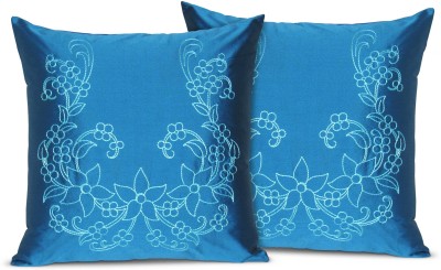 ZIKRAK EXIM Embroidered Cushions Cover(Pack of 2, 40 cm*40 cm, Blue, Light Blue)