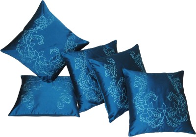 ZIKRAK EXIM Embroidered Cushions Cover(Pack of 5, 40 cm*40 cm, Blue, Light Blue)