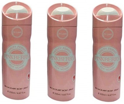 St. Louis PinkBerry Body Spray  -  For Men & Women(600 ml, Pack of 3)