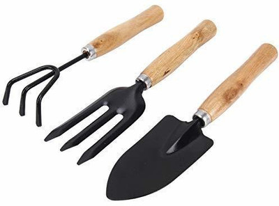 SEE INSIDE Garden Tool Kit, Trowels, Forks, Accessories, Garden Tool Set | Set of 3 (Black) Garden Tool Kit(3 Tools)