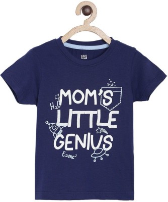 MINI KLUB Baby Boys Typography, Printed Pure Cotton Regular T Shirt(Dark Blue, Pack of 1)