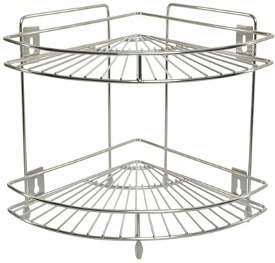 ckone global Navjot Enterprise Stainless Steel wall corner rack Stainless Steel Wall Shelf(Number of Shelves - 2, Steel)