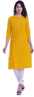 Royansh Women Solid Straight Kurta(Yellow)