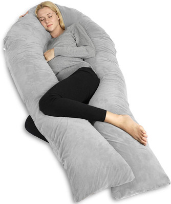 PUMPUM Polyester Fibre Solid Pregnancy Pillow Pack of 1(Grey)