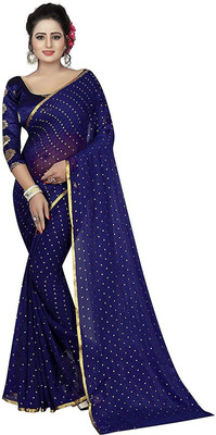 Prutha Fashions Embellished Bollywood Chiffon Saree(Blue)