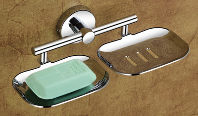 iSTAR Double Soap Dish Stand, Double Soap dish Holder, Bathroom Accessories(Chrome Finish, 304 Stainless Steel) (Silver)(Silver)