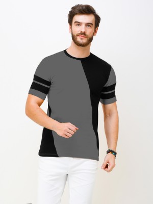 COUNTRY YARD Colorblock Men Round Neck Black, Grey T-Shirt