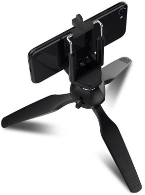 Wanzhow Mini Tripod Mount with Phone Holder Clip for Smartphone / Camera WITH LIGHTWEIGHT AND ADJUSTABLE TO SHOOT VIDEOS FROM ANY ANGLE Tripod(Black, Supports Up to 500 g)
